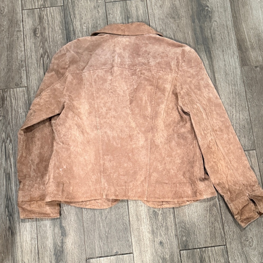 NWT Y2K Live a Little Brown Sueded Leather Blazer Jacket - Picture 4 of 6